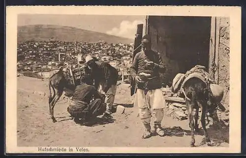 AK Veles, Hufschmiede mit Blick auf die Stadt