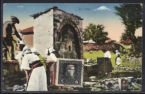 AK Alt-Nagorita, Frauen am Springbrunnen, Beginn der Kumanover Schlacht