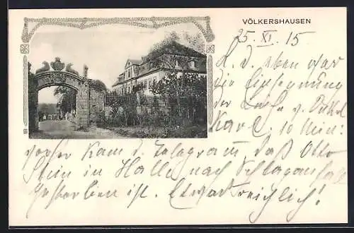 AK Völkershausen / Wanfried, Torbogen am Rittergut