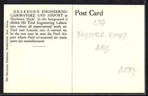 AK Dearborn, MI, Ford Motor Company, Engineering Laboratory and Airport