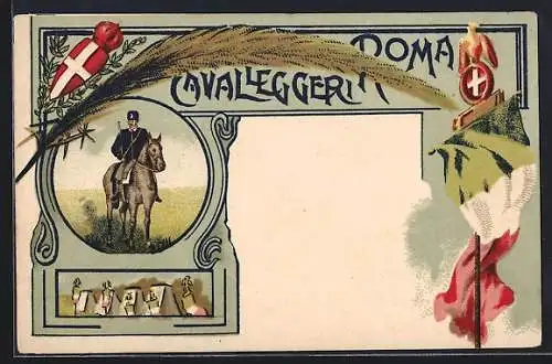 Lithographie Cavalleggeri Roma, italienisches Kavallerie-Regiment