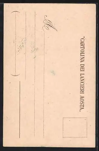 Lithographie Lancieri Aosta, Austa Laveja, italienisches Kavallerie-Regiment