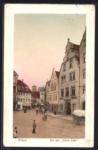 AK Erfurt, Strassenpartie bei Gasthaus Hohen Lilie