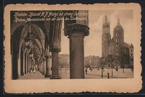 AK Krakau-Krakow, Marienkirche von der Seite des Tuchhauses