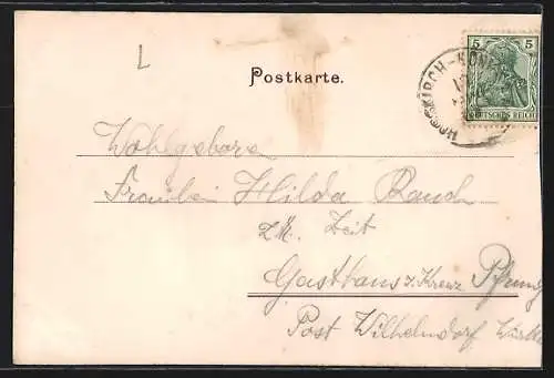 AK Laubach / Biberach, Gasthof zum Lamm von Bernh. Karg, Ortsansicht aus der Vogelschau