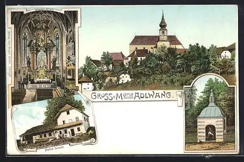 Lithographie Maria Adlwang, Hohe Linde, Heil. Brunnen, Gnaden-Altar