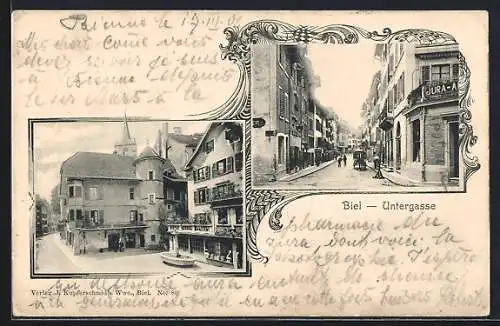 AK Biel /BE, Untergasse, Gebäudeansichten