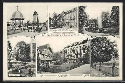 AK Rheinfelden, Hotel Dietschy & Couronne au Rhin, Parties du Jardin
