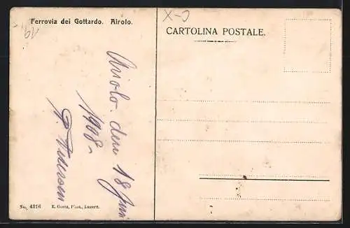 AK Airolo, Ferrovia dei Gottardo, Strassenpartie