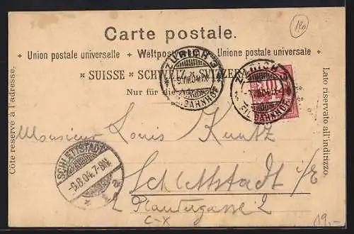 Lithographie Zürich, Hotel Brünnig v. H. Stamm-Kuhn, Hauptbahnhof, Landesmuseum, Ortsansicht vom Petersturm