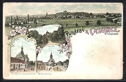 Lithographie Chlumec n. C., Karlova koruna, Námestí, Villa