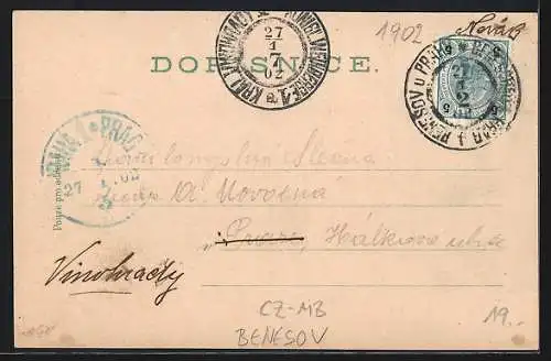 Lithographie Beneschau / Benesov, Kasárna, Konopist, Piaristská kolej