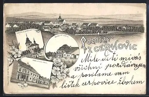 Lithographie Cerhovice, Zelezité Lázne, Kostel sv. Martina