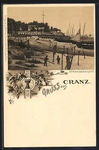 Lithographie Cranz, Partie am Strand