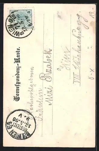 Lithographie Wien, Währing, Gasthaus Etablissement A. Fischbach, Währingerstrasse 85, Grosser Concertsaal, Prachtgarten