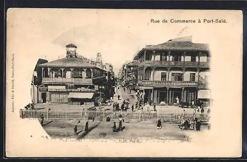 AK Port-Said, Rue de Commerce, Strassenpartie