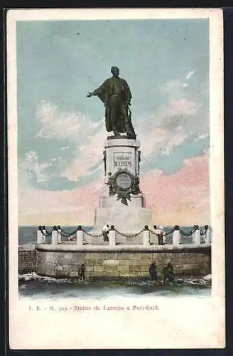 AK Port-Said, Statue de Lesseps