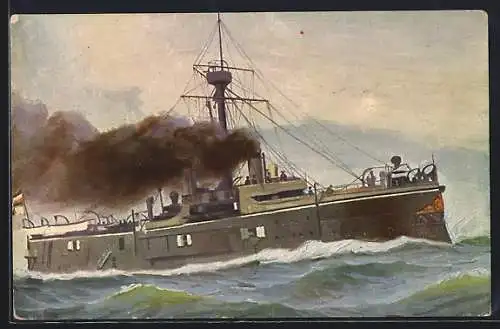 Künstler-AK Christopher Rave: SM Linienschiff Oldenburg in voller Fahrt