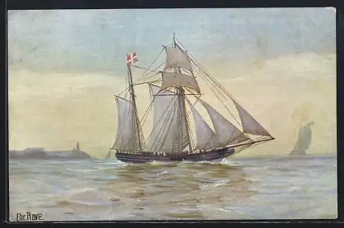 Künstler-AK Christopher Rave: Marine-Galerie, Karte Nr. 299, Dänische Galeasse um 1840