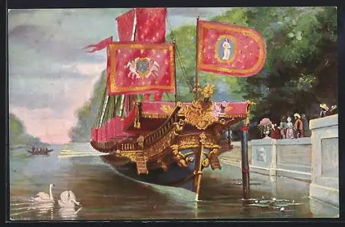 Künstler-AK Christopher Rave: Französiche Galeere `La Rêale` 1690-1715 vor Anker liegend