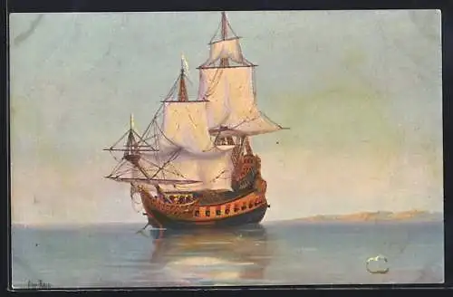 Künstler-AK Christopher Rave: Holländisches Kriegsschiff, 17. Jahrhundert