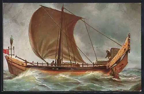 Künstler-AK Christopher Rave: Hinterindien, Segelboot auf hoher See