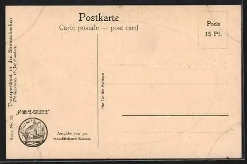 Künstler-AK Christopher Rave: Transportboot in den Stromschnellen (Philippinen), 19. Jahrhundert