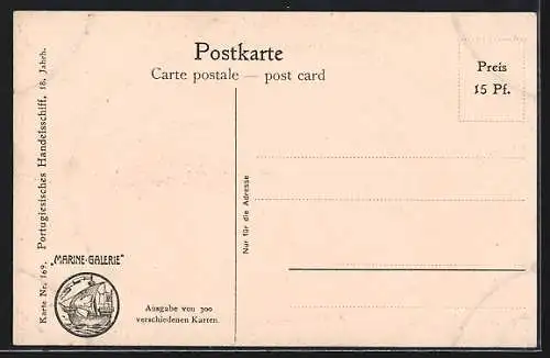 Künstler-AK Christopher Rave: Marine-Galerie, Karte Nr. 169, Portugiesisches Handelschiff, 18. Jahrh.
