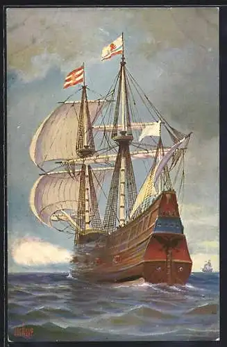 Künstler-AK Christopher Rave: Holländisches Kriegsschiff, 16. Jahrh.