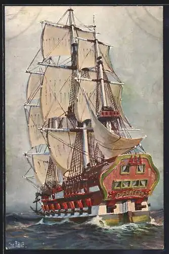 Künstler-AK Christopher Rave: Segelschiff Hansa-Kriegsschiff der Friede um 1600