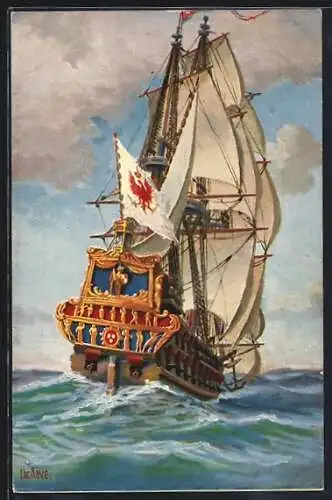 Künstler-AK Christopher Rave: Brandenburgisches Kriegsschiff Churprinz, 17. Jahrhundert