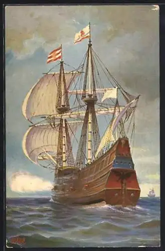 Künstler-AK Christopher Rave: Holländisches Kriegsschiff, 16. Jahrh.