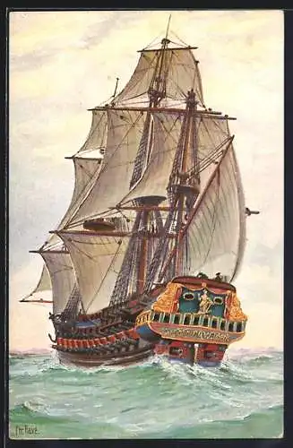 Künstler-AK Christopher Rave: Segelschiff Hoffnung von Lübeck, Hansa-Kriegsschiff im 17. Jahrhundert