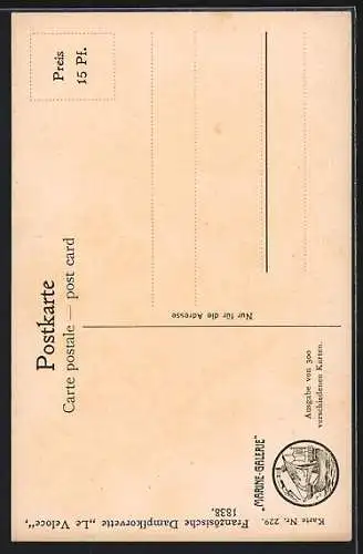 Künstler-AK Christopher Rave: Französische Dampfkorvette Le Voloce auf hoher See, 1838