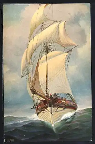 Künstler-AK Christopher Rave: Holländisches Kanonenboot, 19. Jahrhundert