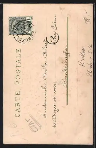 Künstler-AK sign.Kieszkow: Le toucher, Frau verletzte sich an den Dornen, Jugendstil