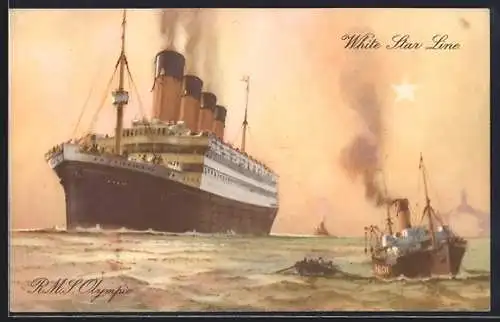 AK Passagierschiff R. M. S. Olympic auf hoher See, Schwesterschiff der Titanic