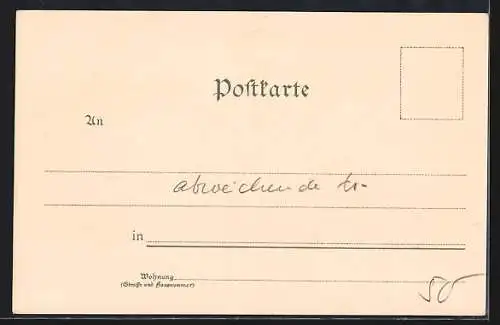 Künstler-Lithographie Paul Hey: München, Ludwigstrasse mit Feldherrnhalle und Theatinerkirche, Strassenbahn