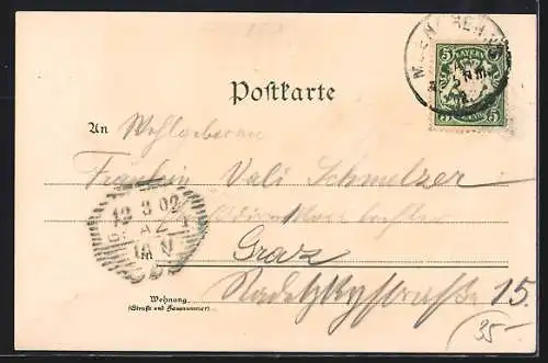 Künstler-Lithographie Paul Hey: München, Passanten vor der Feldherrenhalle
