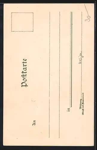 Künstler-Lithographie unsign. Paul Hey: München, Schäfflertanz vor der Residenz