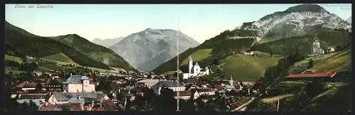 Klapp-AK Eisenerz, Panoramablick gegen die Berge