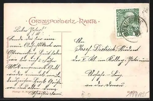 AK Ostermiething-Unterdorf, Kaiser Jubiläums-Büste, Königs-Gasthof, Ortsansicht