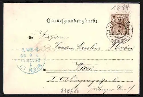 Lithographie Neumarkt-Kalham, Partie am Bahnhof, Kalvarienberg, Blick auf Kalham, Strassenpartie Neumarkt