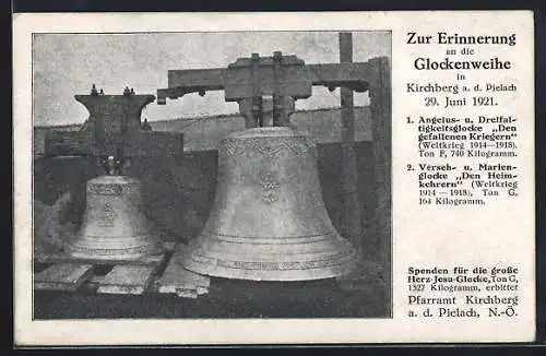 AK Kirchberg a. d. Pielach, Zwei Glocken bei der Glockenweihe 1921