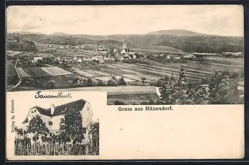 AK Hitzendorf, Haus Tausendlust, Ortschaft aus der Ferne