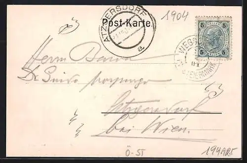AK Mariazell, Wegscheid, Kain`s Gasthof zur Post, Kirche