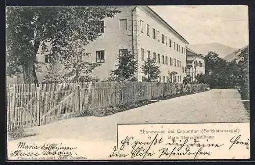 AK Altmünster am Traunsee, Ebenzweier, Strassenpartie mit Maria Theresienstiftung