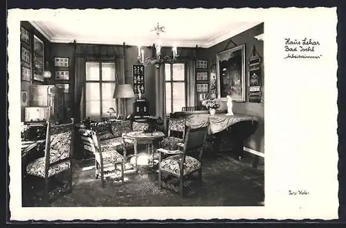 AK Bad Ischl, Haus Lehar, Arbeitszimmer, Innenansicht