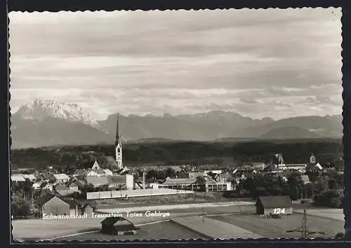 AK Schwanenstadt, Teilansicht mit Traunstein und Totem Gebirge