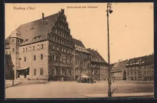 AK Freiberg / Sachsen, Untermarkt mit Museum